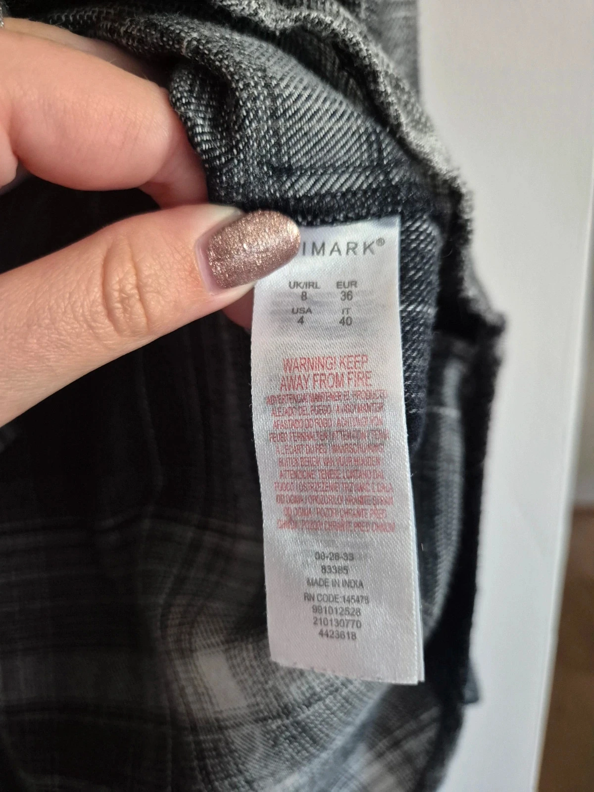 Chemise à carreaux noire et grise oversize 36 Primark – photo 4